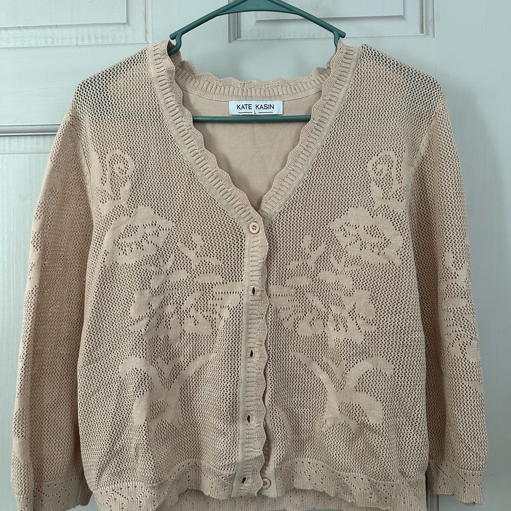 Kate Kasin Women's Beige Cardigan Sweater